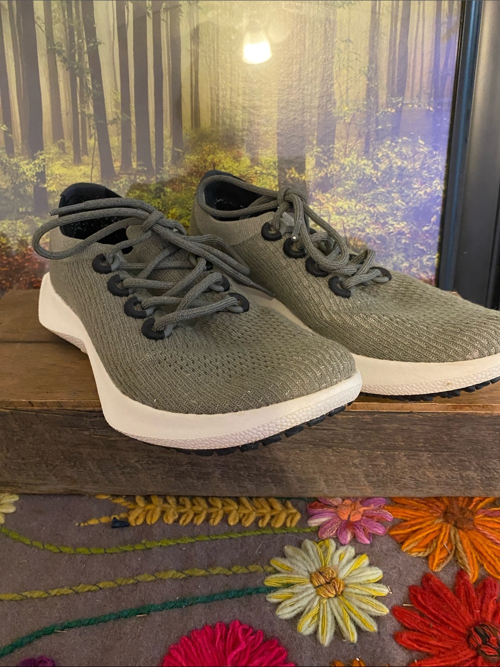 allbirds Olive Green Knit Athletic Sneakers